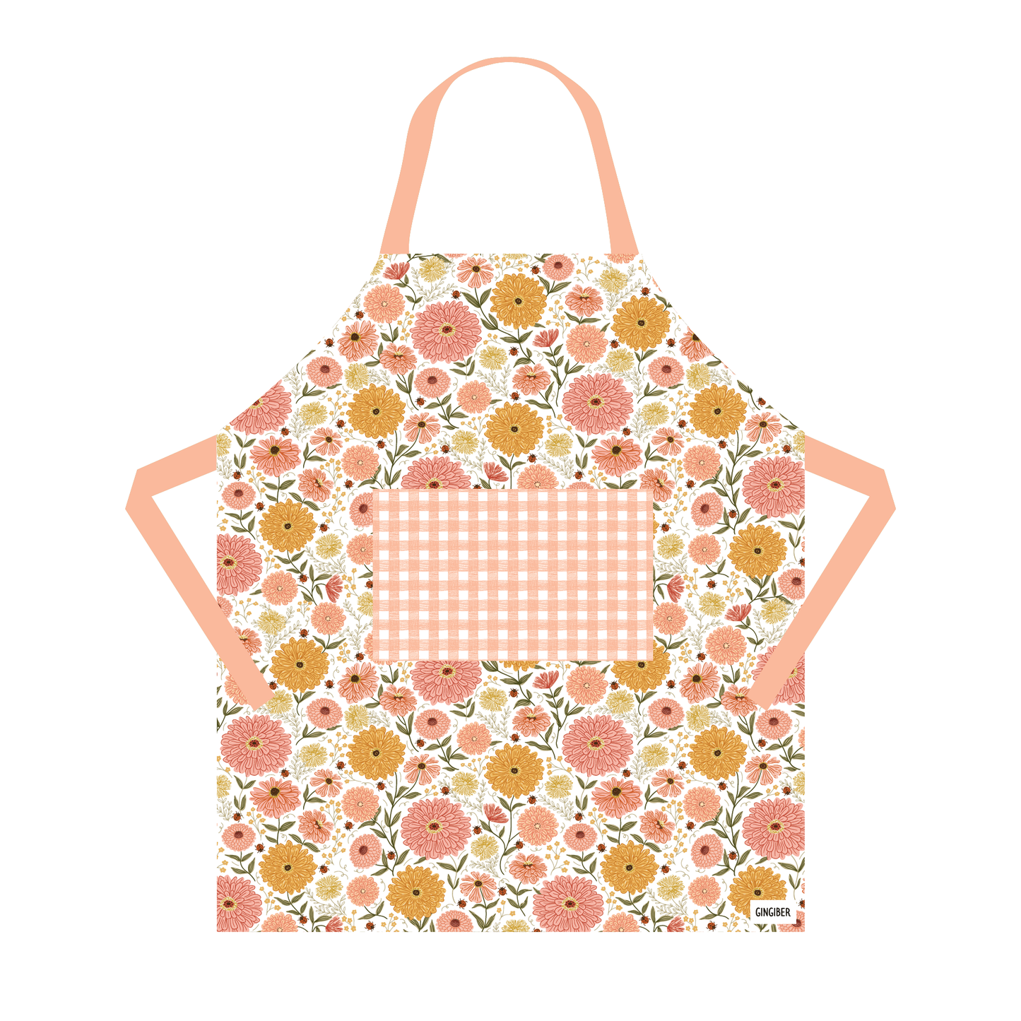 Zinnia Apron - Spring Floral Kitchen Linen Apron