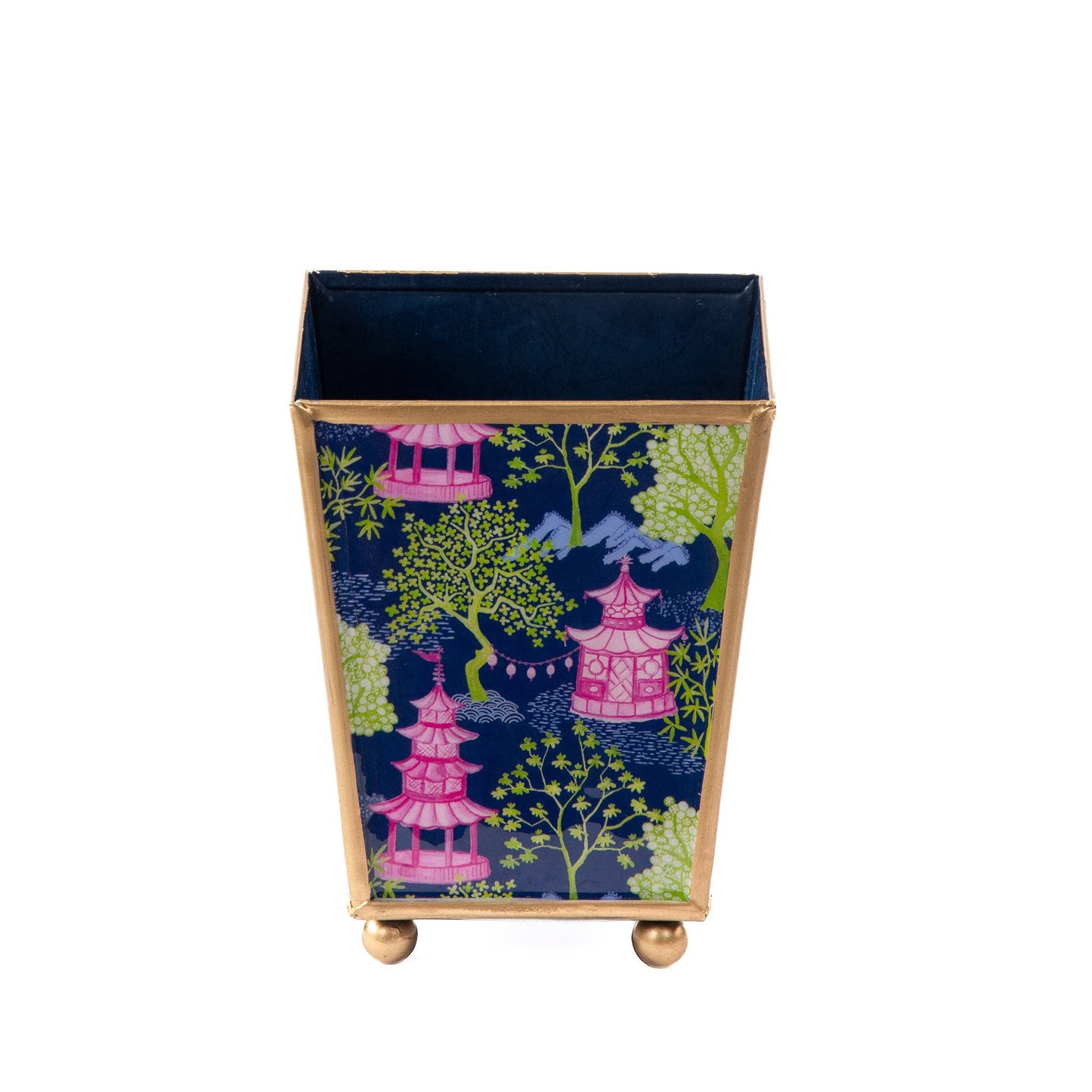 Garden Party Enameled Square Cachepot Planter